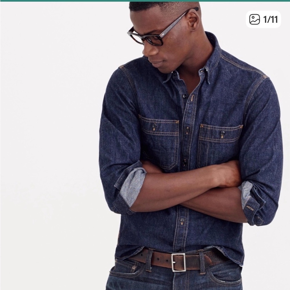 J. Crew Selvedge Sporting Goods Denim Blue Shirt L